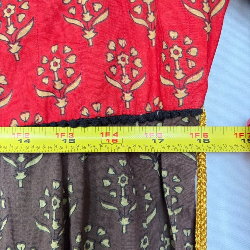 J. Peterman Boho Patchwork Caftan Maxi Dress Duster Size 12 Festival Jaisalmer - Picture 13 of 16